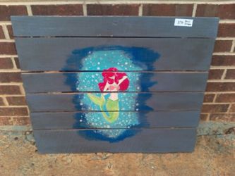 Ariel painted rustic wood 30 inches by 25 inches