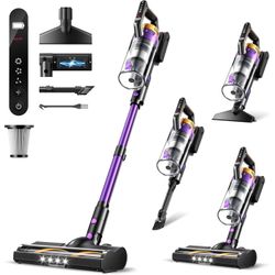 Cordless Vacuum Cleaner, 580W 48KPA 65Mins Vacuum Cleaners for Home, Self-Standing Anti-Tangle Vacuum with LED Display, Rechargeable, Lightweight, Cor