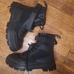 Dr Martens Black Combs Tech Poly Casual Combat Boots Women's 6