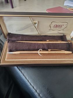 New 1/20 14 KT gold CROSS pen pencil set initials AWL