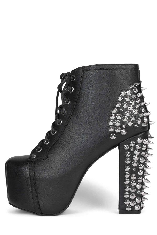 Jeffrey Campbell Womens SPIKE Litas Platform Booties BLACK Size 6 / 36.5