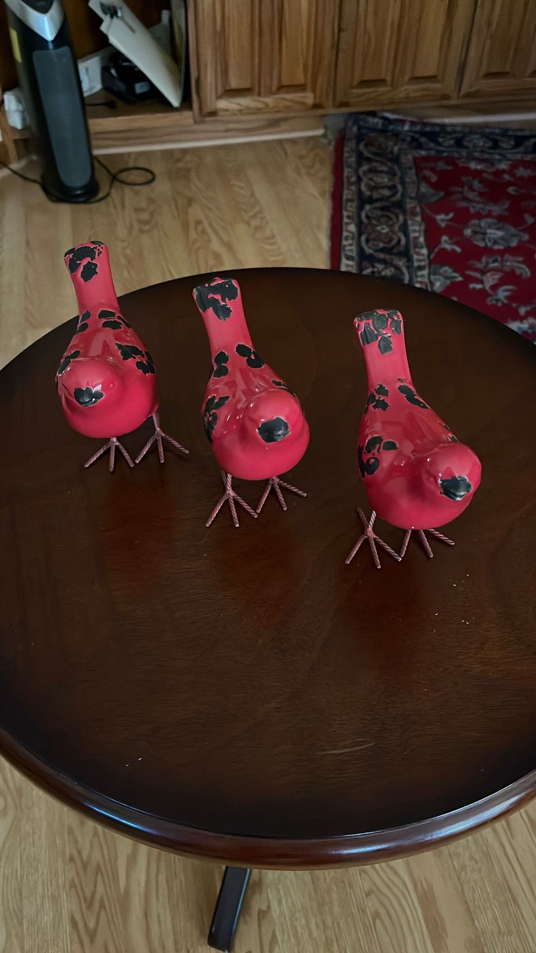3 Red Bird Figurines