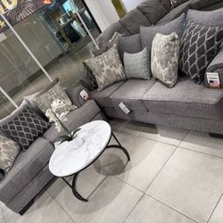 Beautiful Sofa Set 🩶 Grey Fabric 