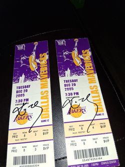 Kobe Bryant 62 Point Game FULL TICKET 12/20/2005 Signed Staples Center Lakers vs Mavericks Rare
