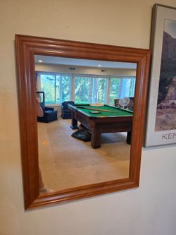 Solid Wood Framed Wall Mirror – 27" x 34" Accent Mirror