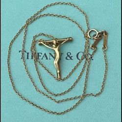 Tiffany & Co 18K Elsa Peretti Cross with Jesus Necklace