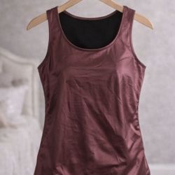 NWOT Metallic Burgundy Tank Top • Faux Leather Look • Sleeveless Top