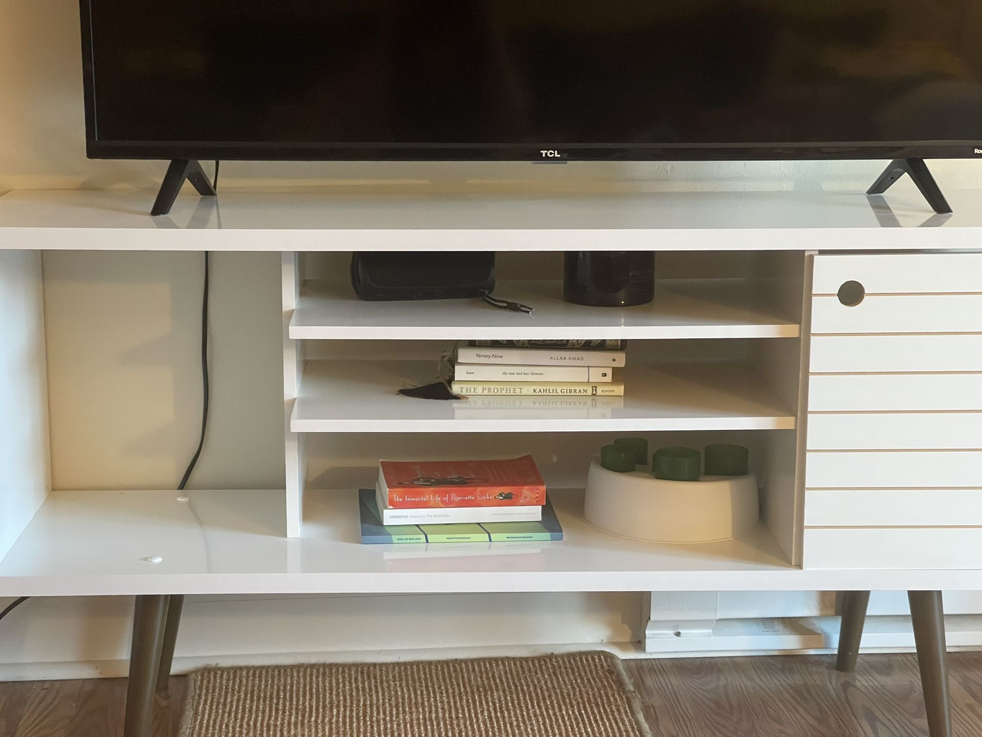 Manhattan Comfort Liberty 53” White & Gloss TV Stand – Fits TVs up to 50”