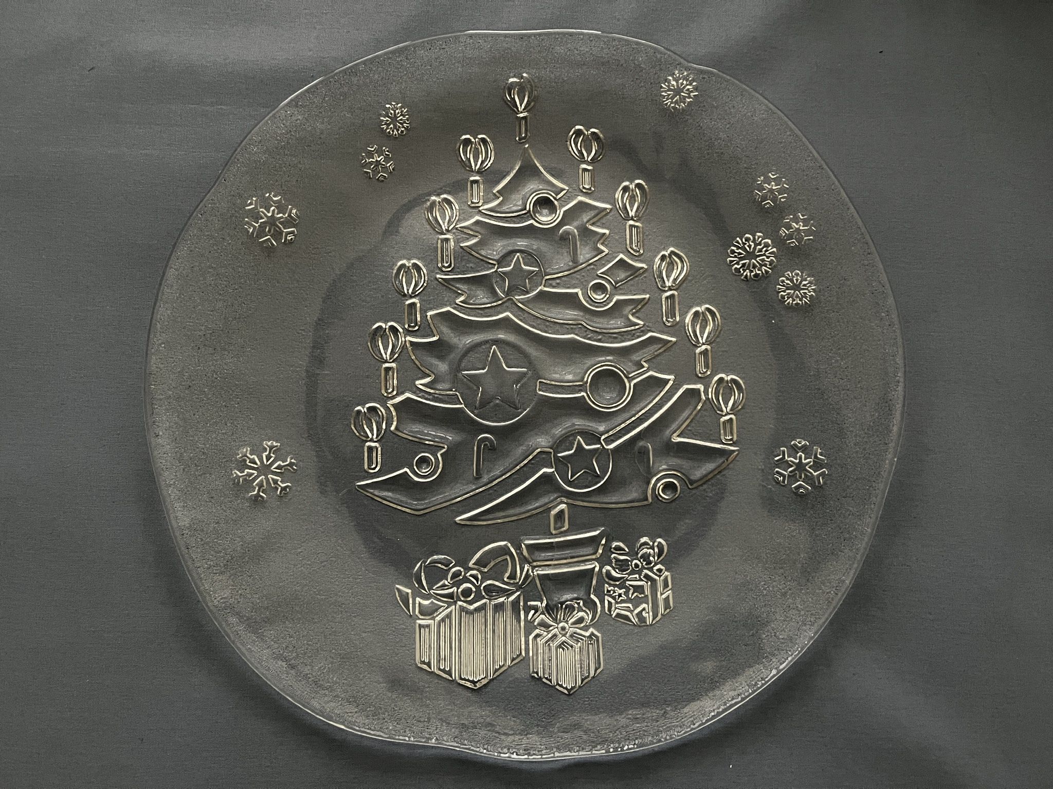 Vintage Holiday Embossed Christmas 12” Platter /Tray
