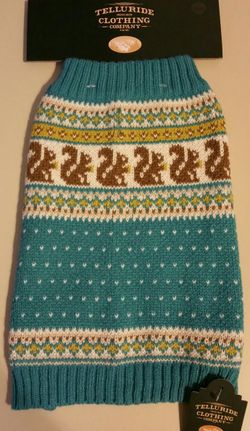 Teal w/White Polka-Dot Pet Sweater - Medium