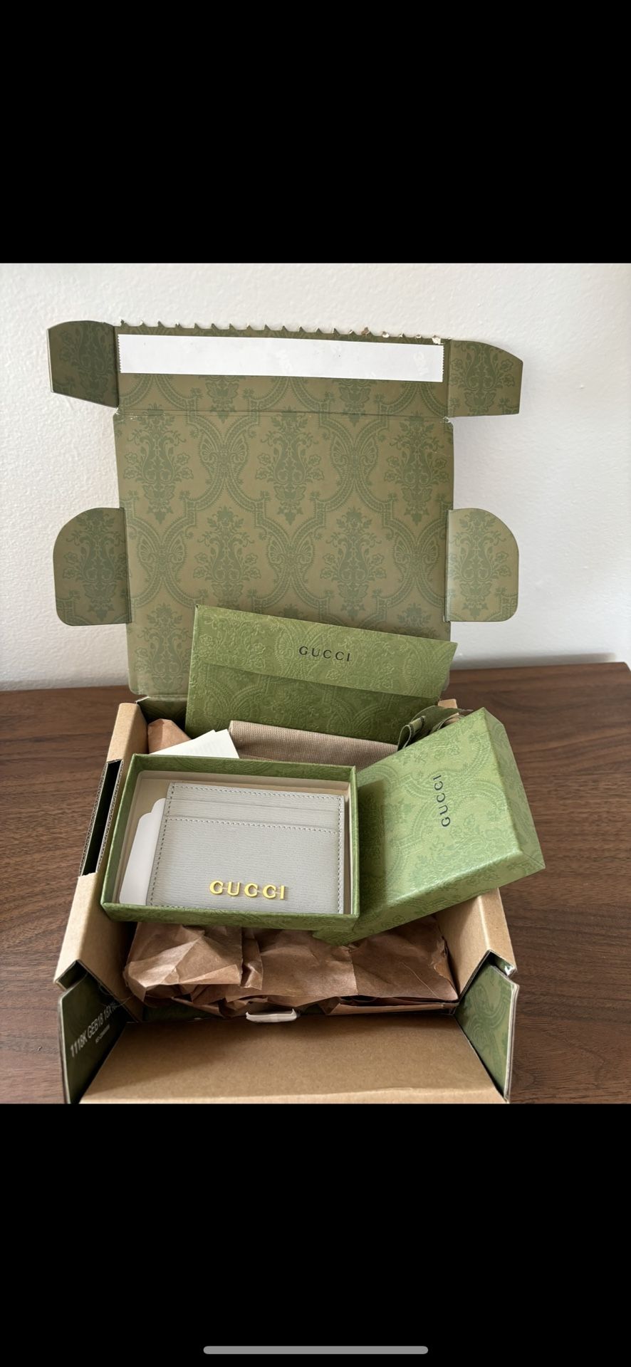 CARD CASE WITH GUCCI SCRIPT