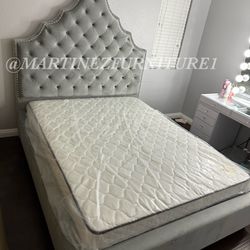 BRAND NEW CALIFORNIA KING GREY VELVET OVERSIZED HEADBOARD 6 FEET TALL WITH CRYSTAL 