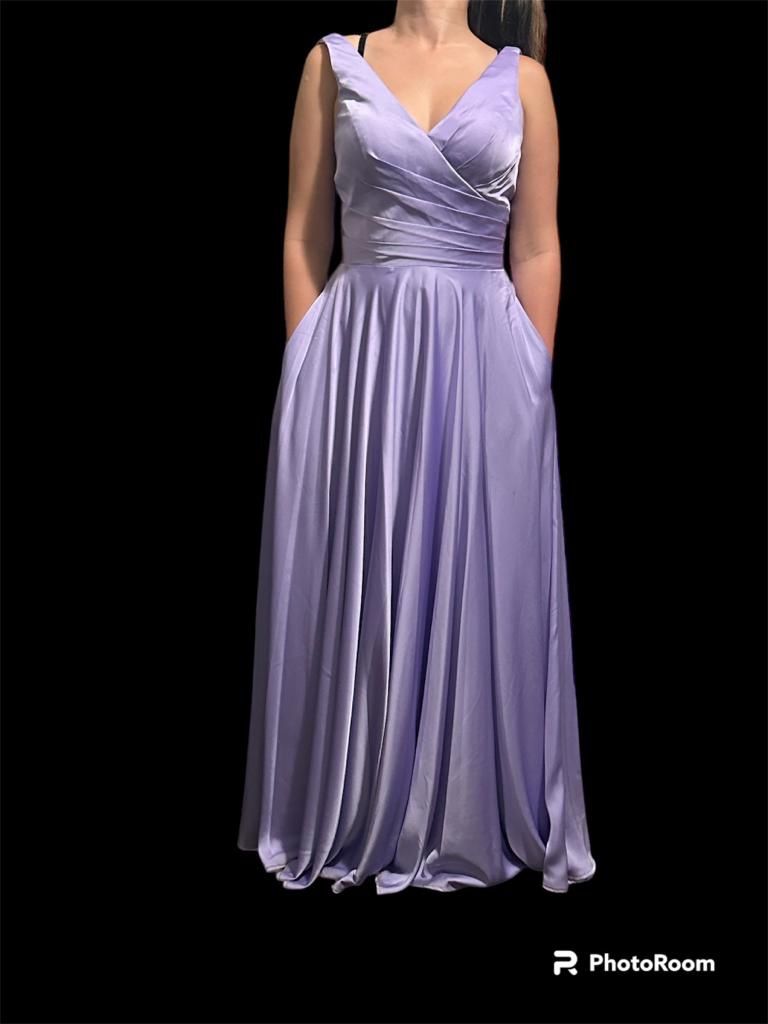 Satin Purple Lavender Long Dress