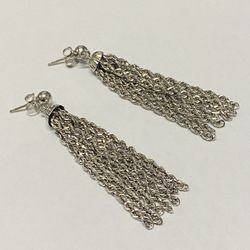 Vintage Michael Anthony 14K White Gold Tassel Dangle Earrings