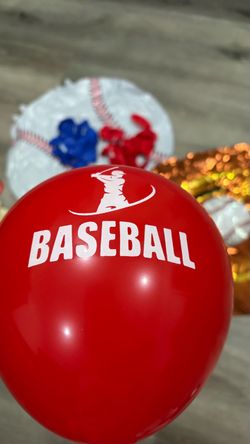 Baseball theme balloons and goodie bags