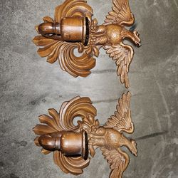 Vintage 1960s American Cast Aluminum Patriotic Eagle Candle Holders