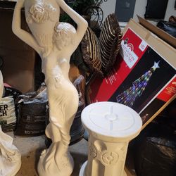 Garden Statue And Pedestal 70 Inches Tall 