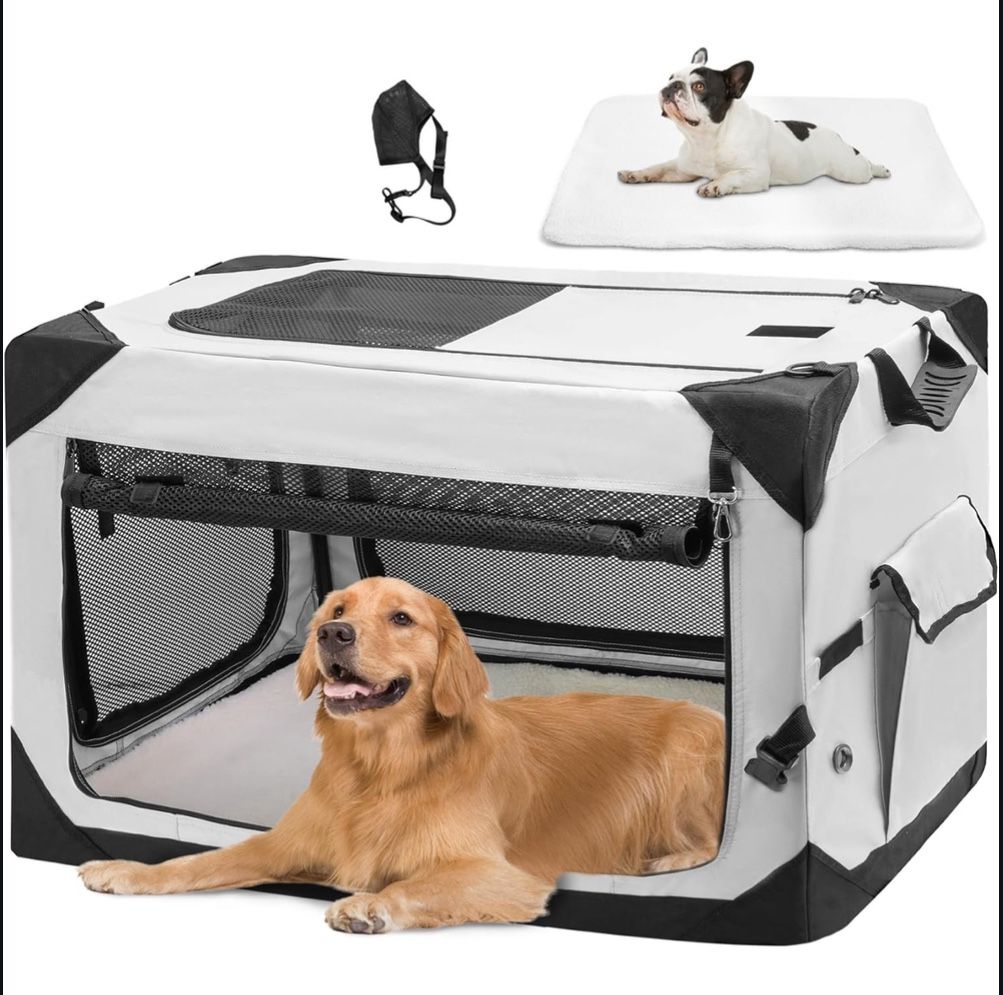 42" Soft Collapsible Dog Crate, Portable Travel Dog Crate for Extra Large Dogs I
