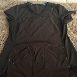 Black And Burgundy Scrub Top 