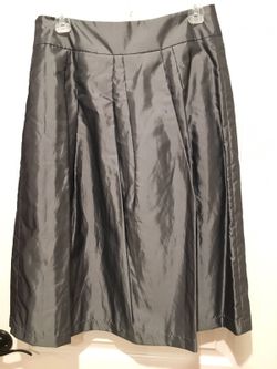 Satin silver long skirt size 8
