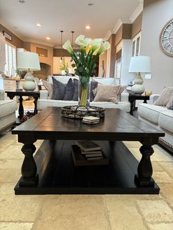 Large Black Wood Square Coffee Table