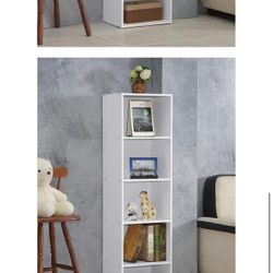 HODEDAH 5-Shelf, 59 in. H White Wood Bookcase