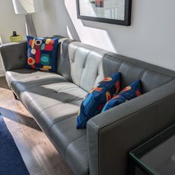Grey leather sofa - Like New