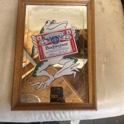 Vintage Budweiser Frog Mirror Rare 