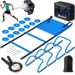 Agility Ladder Speed Training Equipment - Includes Agility Ladder,Jump Rope, Agility Hurdles,Disc Cones,Soccer Training Equipment for Youth Adults