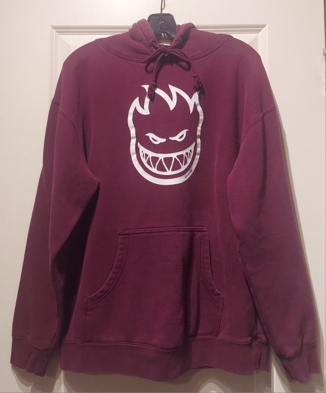SPITFIRE MEN'S LOGO HOODIE BURGUNDY COLOR SIZE LARGE