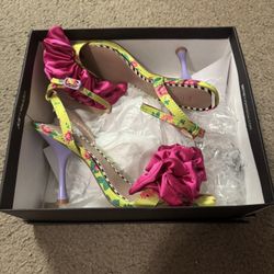 Besty Johnson Elmira Ruffled Floral Heel Sandals