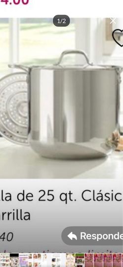 Olla de 25 qt con parrilla para tamales nueva de Princess house