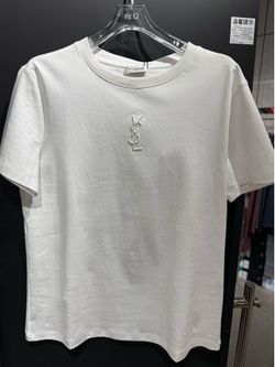 White Embroidered Monogram T-Shirt Women’s Casual Tee