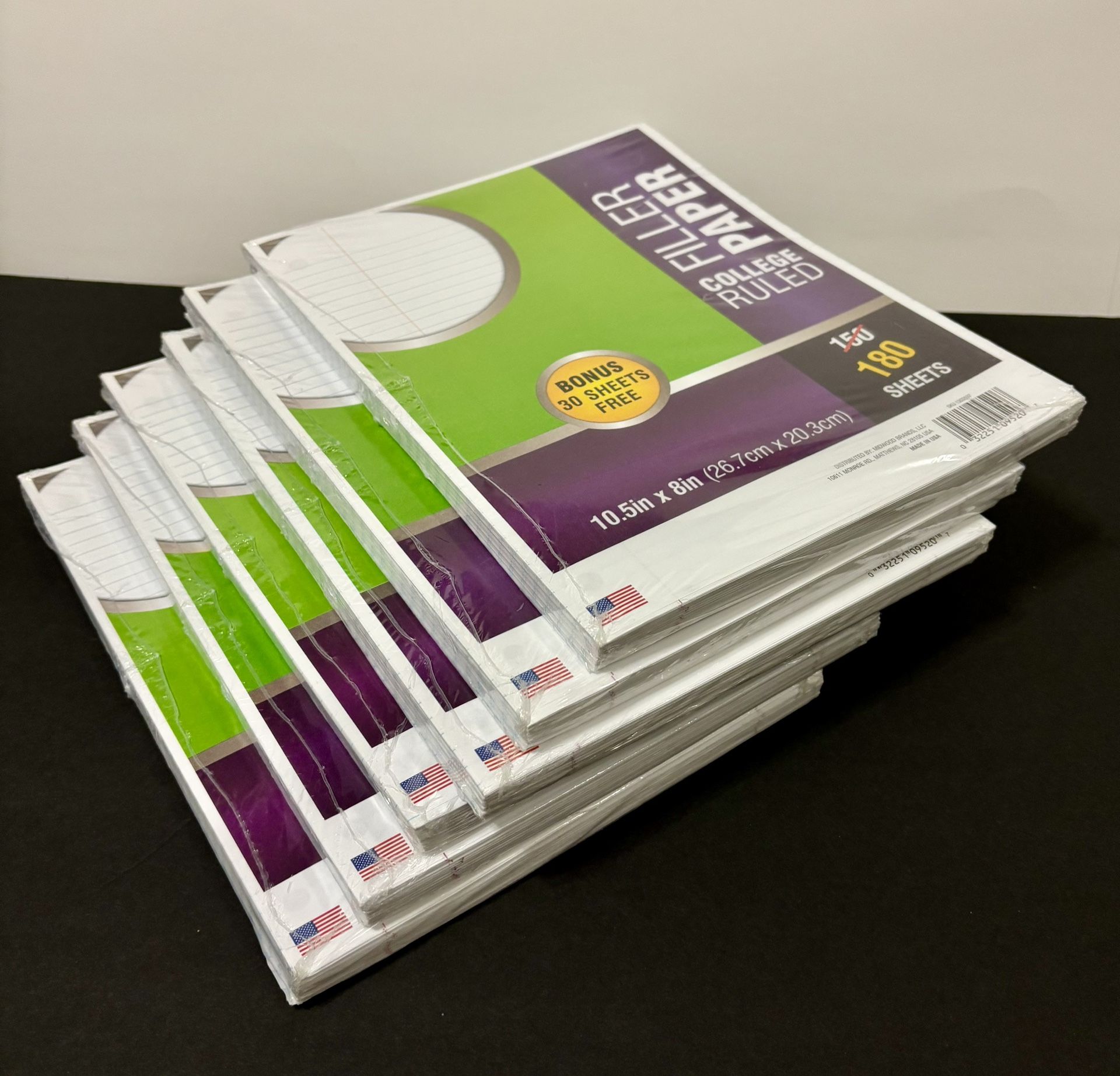 NEW 6 Packs Midwood Brands College Ruled Loose Leaf Filler Paper 180 Sheets