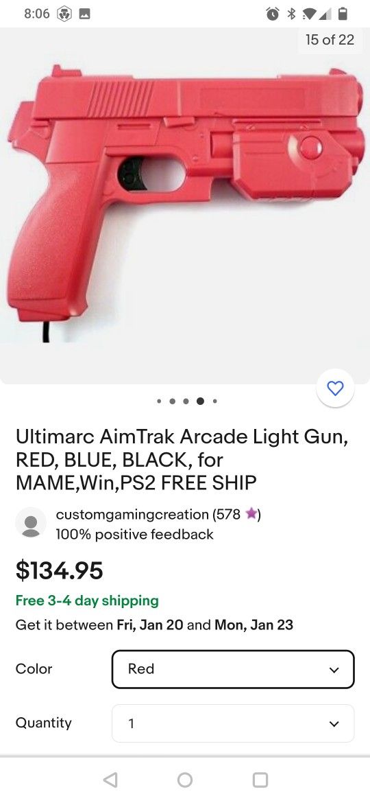 2 Ultimarc AimTrak Arcade Light Gun With Recoil & Without, 4 port USB 3