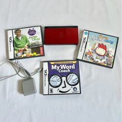 DS Lite #USG-001 Nintendo Crimson Red Handheld Console Dual Screen Complete Bundle Great Condition