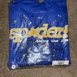 Dark Blue Yellow Sp5der Hoodie (XL)