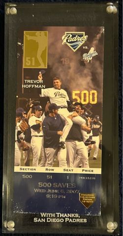 Trevor Hoffman 500 Saves Commemorative Ticket Display – Padres
