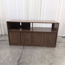 Dark Brown Wood TV Stand with Cabinet Storage