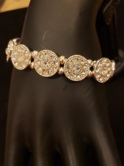 Heavy rhinestone stretch bracelet. Fits wrist up to 7.5 in.