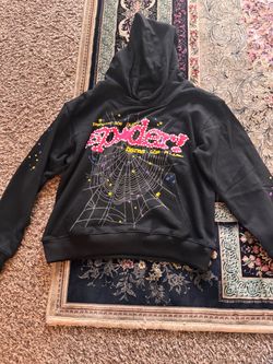 Black and pink spider hoodie, size small in men