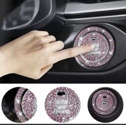 1 Piece Shiny Car Start Button Cover, Shiny Rhinestone Loop, Easy Installation, Universal Vehicle Start Button Protective Cover
