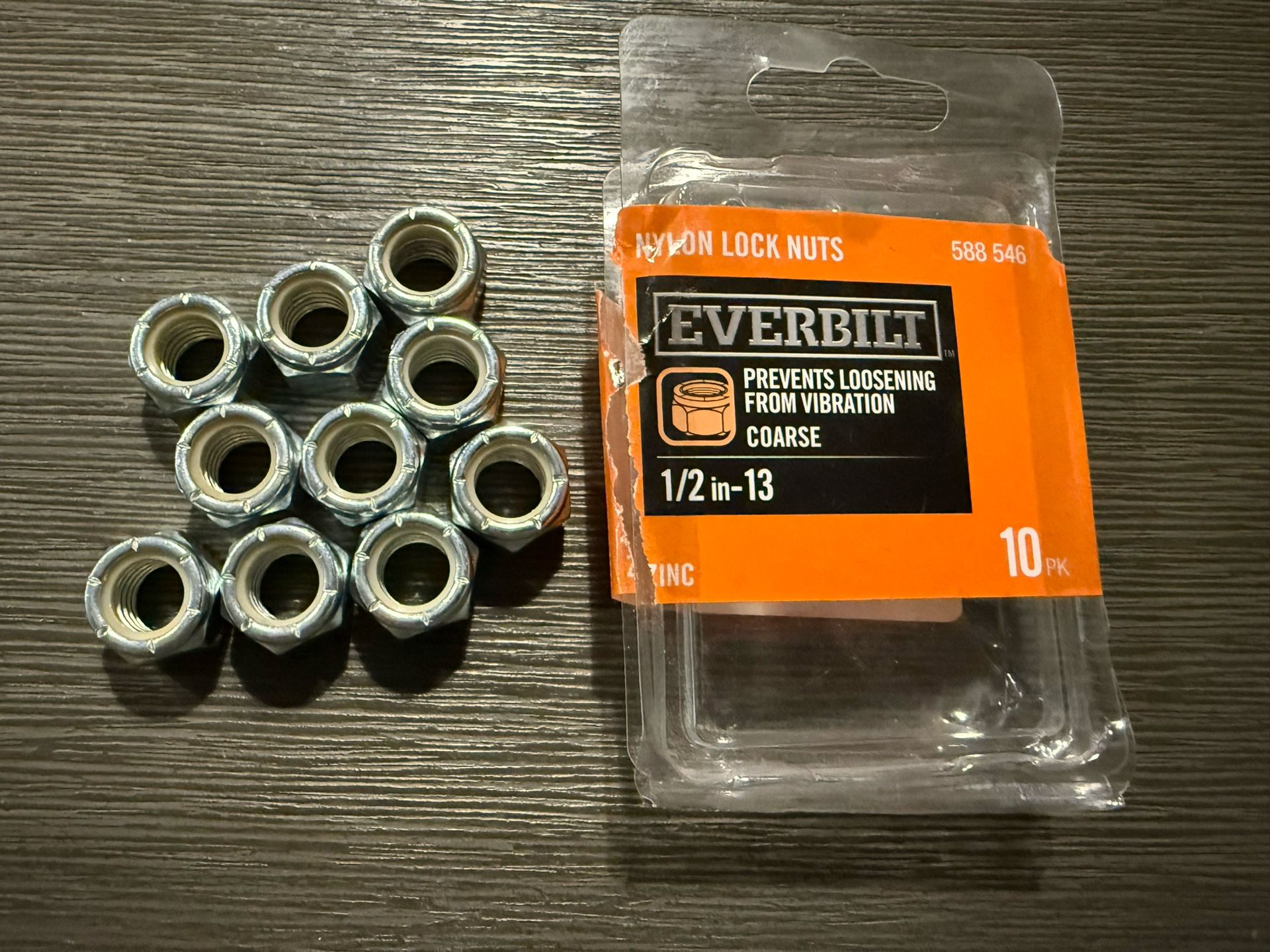 Everbilt 1/2 in.-13 Coarse Nylon Lock Nuts (10-Pack)
