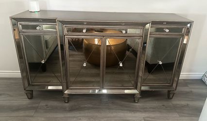 Large Mirrored Silver Buffet / Credenza / Sideboard – 69” Wide