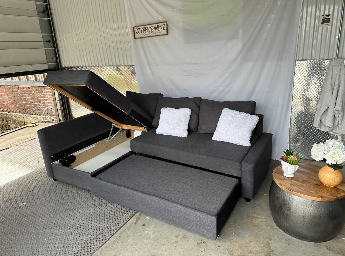 Free Delivery-ikea Sectional Storage Sofa Bed Reversible Pull Out Sleeper, 91.5" Storage Sofa Bed, Corner Sofa-Bed