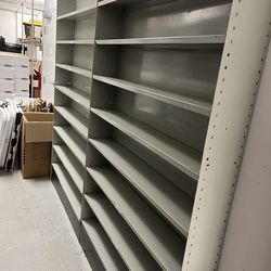 Metal shelving/shelf units.