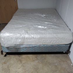 Purple Bed With Box Spring And Frame 