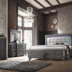 ILLUMINATED 7PC QUEEN BED SET 