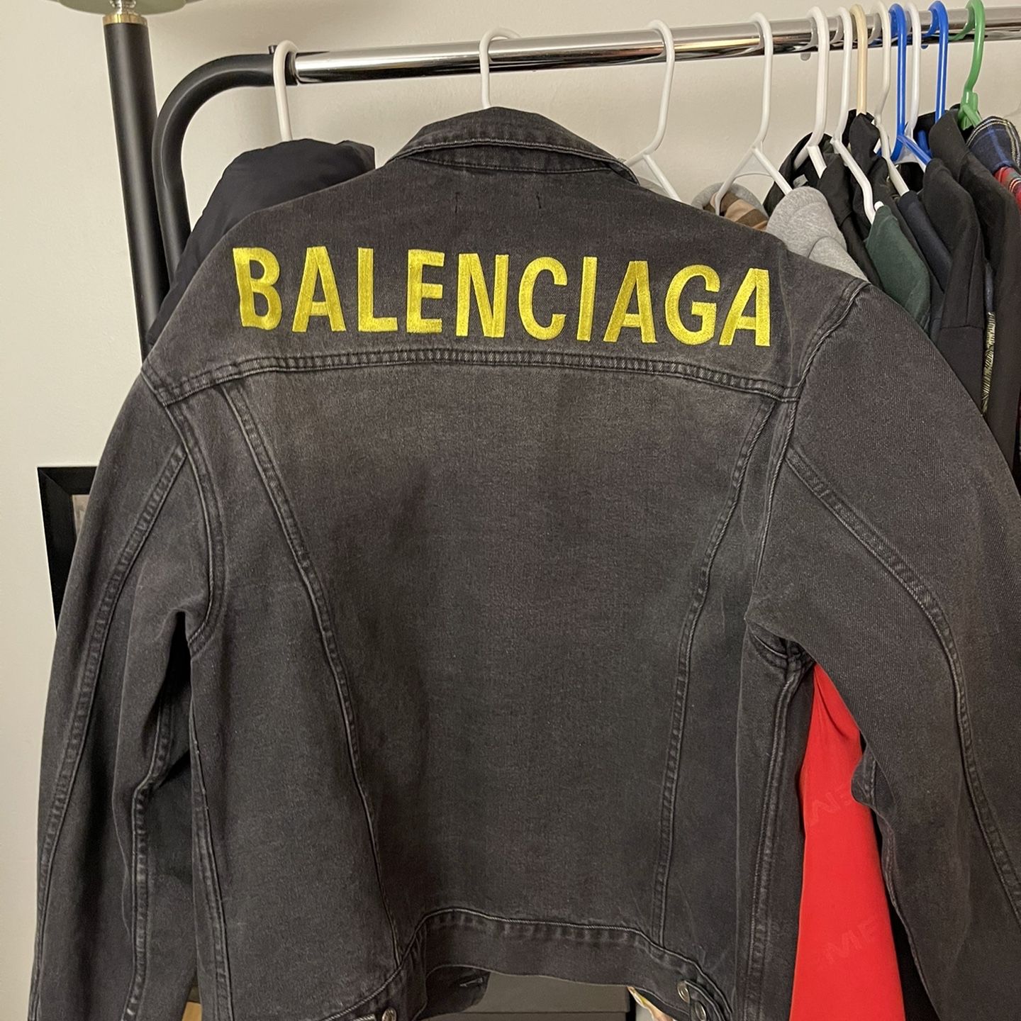 Balenciaga Black Denim - Balenciaga Logo Embroidered Jacket