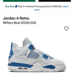 Military blue Jordan 4 Sz 7y
